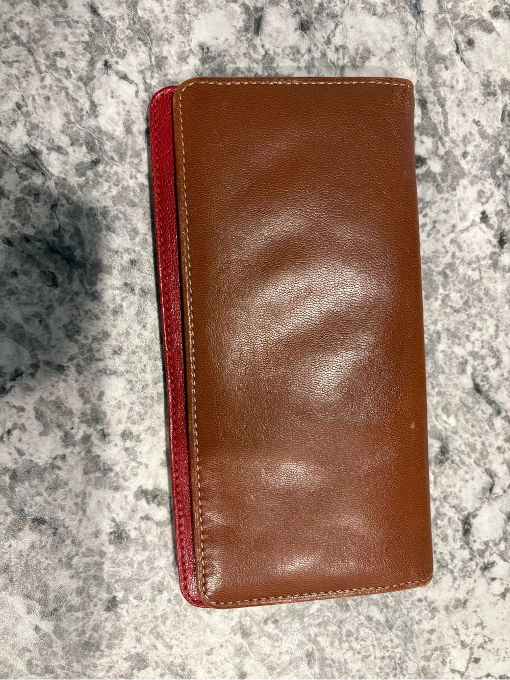 Tusk Bifold Caramel and Red Leather Wallet